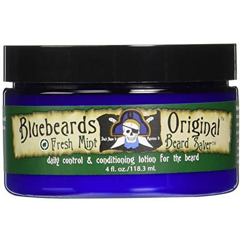 Bluebeards Original Fresh Mint Beard Saver, 4 oz. - Leave In Beard Conditioner for Men with Aloe & Peppermint Oil - Beard Softener that Deeply Conditions & Moisturizes Your Beard & Skin - Made in USA