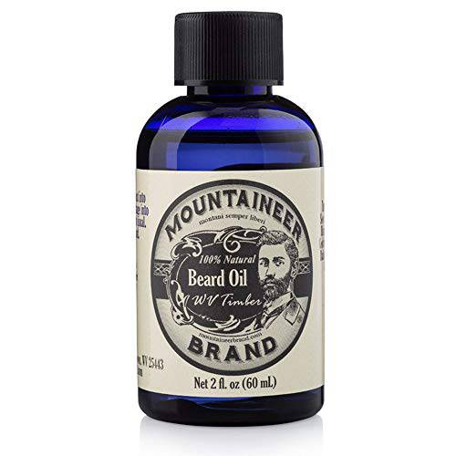 Mountaineer Brand Beard Oil | Natural Beard Oil For Men Conditions Softens Hydrates Hair Soothes Dry Itchy Skin | Beard Oil Growth for Men | Grooming Beard Maintenance Treatment | WV Timber 2oz