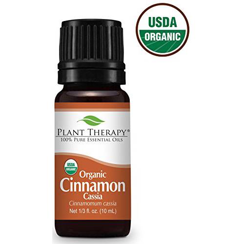 Plant Therapy USDA Certified Organic Cinnamon Cassia Essential Oil 10 mL (1/3 oz) 100% Pure, Undiluted, Therapeutic Grade