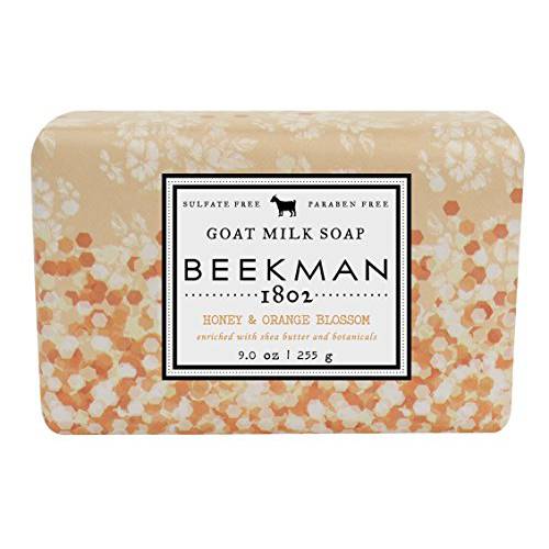 Beekman 1802 - Goat Milk Bar Soap - Honey & Orange Blossom - Exfoliating & Moisturizing Goat Milk Cleansing Bar with Lactic Acid, Great for Sensitive Skin - For Hands & Body - 9 oz