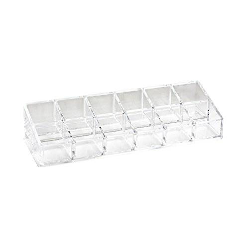 Isaac Jacobs Clear Acrylic 12 Compartment Nail Polish Holder, Organizer for Makeup, Essential Oils, Storage Solution, Rack Display (2 Rows (x6))