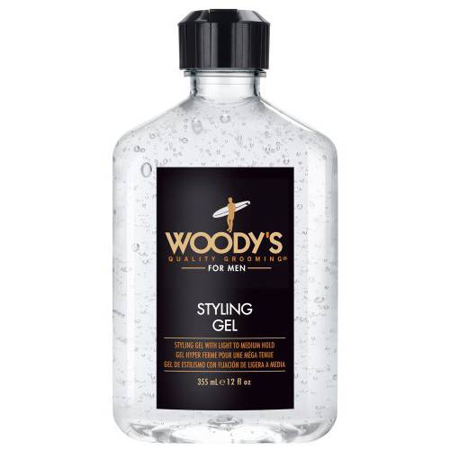 Woody’s Styling Gel for Men, Light to Medium Hold Styling Tool, Alcohol-free, Non-flaking, Non-damaging, Provides Volume and Lift without Crunch, Safe for All Hair Types, 12 Fluid Ounces - 1 Pack