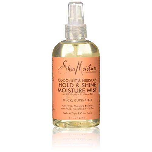 Sheamoisture Hold and Shine Moisture Mist for Thick, Curly Hair Coconut and Hibiscus for Frizz Control 8 oz
