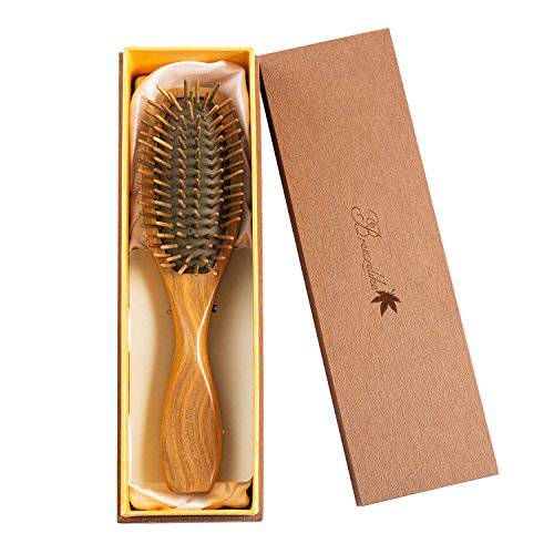Breezelike Hair Brush for Women - No Static Wooden Bristle Detangler - Natural Wood Aroma Detangling Sandalwood Hair Brush