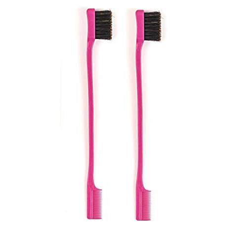 Foxi Fresh Double Sided Edge Control Hair Brush Comb PINK (2 Pieces)