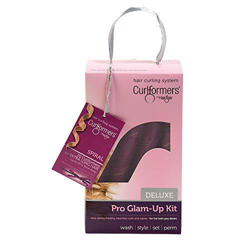 Heatless Hair Curlers Glam Up Kit by Curlformers • Deluxe Range • Spiral Curls Glam Up For Extra Long Hair Up To 22 • 20 No Heat Curlers & 1 Styling Hook • Healthy & Damage Free
