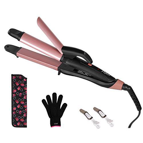 2 in 1 Travel Curling Flat Iron Dual Voltage Mini Hair Straightener and Curler