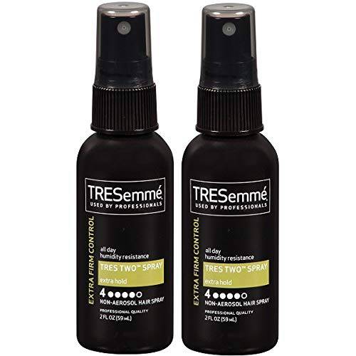 TRESemmé Tres Two Spray with Extra Hold Non-Aerosol Hairspray, Travel Size, Extra-Firm Control, Strong Hold with Touchable Feel, Humidity Resistant, Frizz Control, 2 pk – 2 oz Bottles