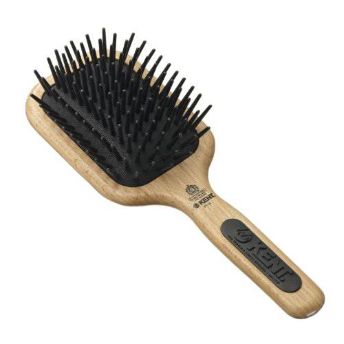 Kent PF19 Beechwood Cushion Paddle Brush - Scalp Massager and Detangler Brush - The Hair Brush for Thick Hair - Scalp Massager Hair Growth Stimulator - Hair Detangler Brush and Curly Hair Brush
