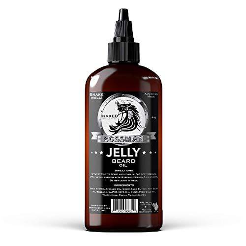 Bossman Beard Oil Jelly (4oz) - Beard Growth Softener, Moisturizer Lotion Gel with Natural Ingredients - Beard Growing Product (Naked Scent)
