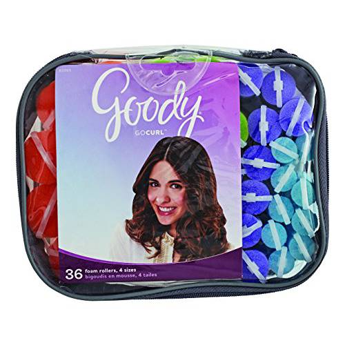 Goody GoCurl Foam Hair Rollers, Assorted Colors, 36 Count