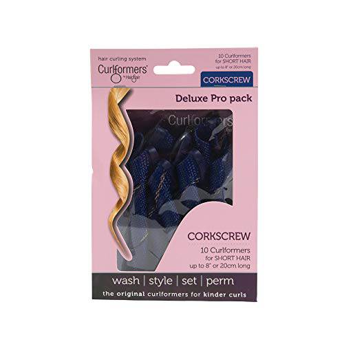 Original Heatless Hair Curlers by Curlformers • Deluxe Corkscrew Curls Top Up Pack • For Short Hair Up To 8” (20cm) • 10 No Heat Curlers (Styling Hook Not Included) • Healthy & Damage Free