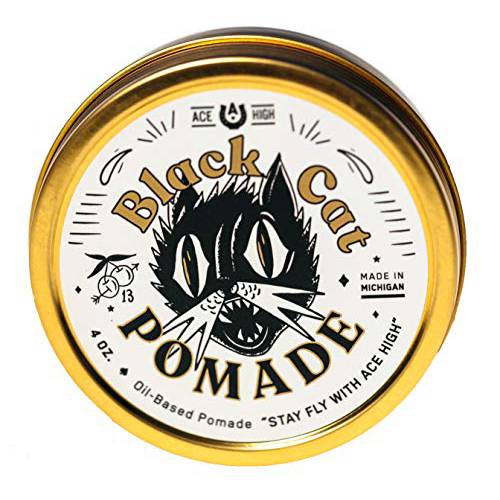 Ace High Black Cat Pomade, Firm Hold, High Shine, Oil Based, Hand Crafted, 4oz