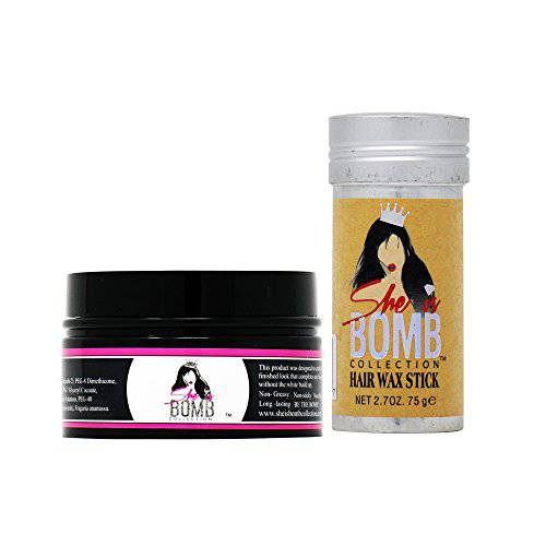 She Is Bomb Collection Edge Control 3.5 Oz. + Hair Wax Stick 2.7 Oz. SET