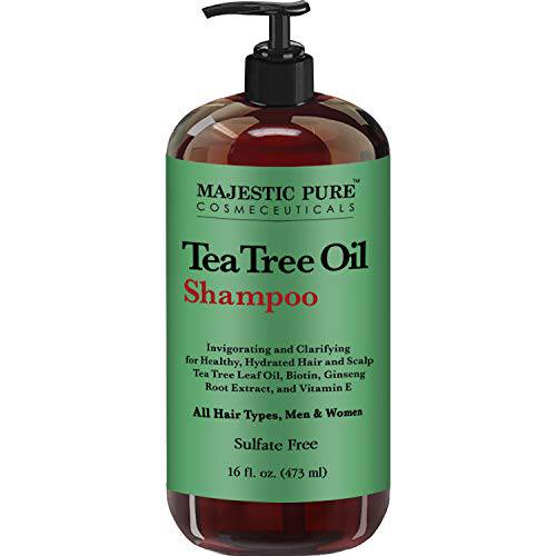MAJESTIC PURE Tea Tree Shampoo for Men and Women -16 fl oz - Hydrating Formula Fights Dandruff, Lice and Itchy, Irritating or Dry Scalp - For All Hair Types - Sulfate Free