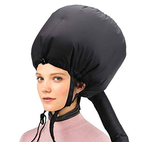 Bonnet Hooded Hair Dryer Attachment, Larger Adjustable Deep Conditioning Cap for Fast Hair Drying with Elastic Band for Fixing Free, Hair Curling Nursing Oil Treatment SPA Steamer Cap