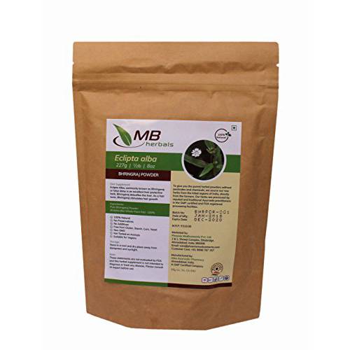 MB Herbals Pure Bhringraj Powder 227g | 8 oz | 0.5 LB | Pure Bhringaraj Powder | 100% Pure Eclipta alba Powder | Hair Growth - Packing May Vary