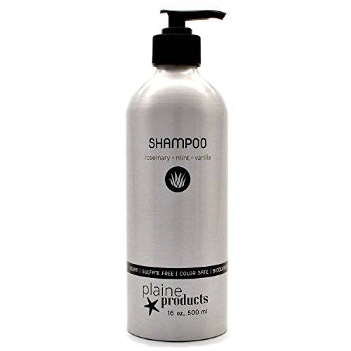 Plaine Products Eco-Friendly Shampoo - Rosemary, Mint, Vanilla - Sulfate Free, 16oz (Refillable Bottle with pump)