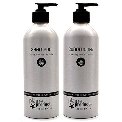Eco-Friendly Shampoo and Conditioner - Rosemary, Mint, Vanilla - Sulfate Free, 16 oz (Refillable Bottles with pumps)