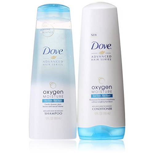 Dove Advanced Hair Series Oxygen Moisture 12 OZ Shampoo & 12 OZ Conditioner for Fine, Flat Hair.