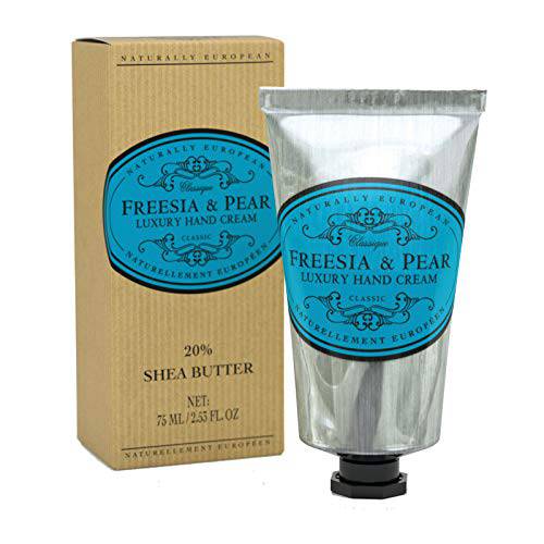 Naturally European Freesia & Pear Luxury Hand Cream Boxed 20% Shea Butter - 75ml | Combats Dry Skin For Those Hardworking Hands | Hand Cream, Hand Cream for Very Dry Hands, Shea Butter