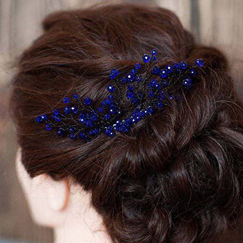 FXmimior Bridal Women Navy Blue Vintage Crystal Rhinestone Vintage Hair Comb Wedding Party Hair Accessories