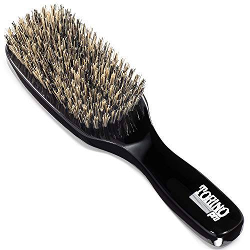 Torino Pro Wave Brush 500 By Brush King - 9 Row, Soft Wave Brush with Long Bristles - Made with 100% Boar Bristles - Great for Polishing/Laying Down Frizz & Finisher - 360 Waves Brush