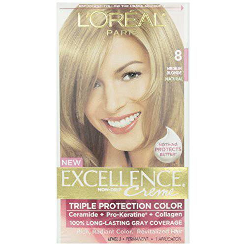 L’Oreal Excellence 8.0 Medium Blonde Hair Color, 1 ct