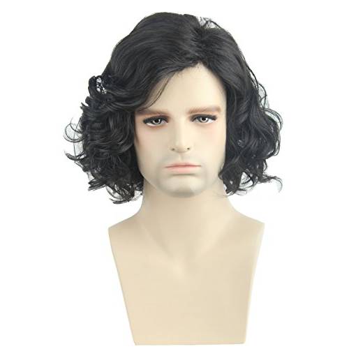 Topcosplay Mens Hair Wigs Black Short Curly Fluffy Cosplay Halloween Costume Party Wigs