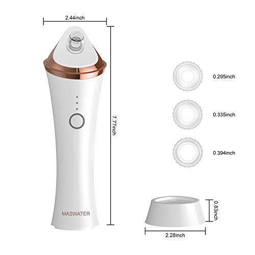 Blackhead Remover Pore Vacuum Face Massager Cleaner USB Rechargeable & Acne Comedo Extractor Set Exfoliating Tool with 3 Adjustable Suction Power & 3 Replacement Probes