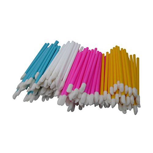 200 PCS Disposable Lip Brushes Lipstick Gloss Wands Applicator Makeup Tool Kits (White,Blue,Pink,Yellow)