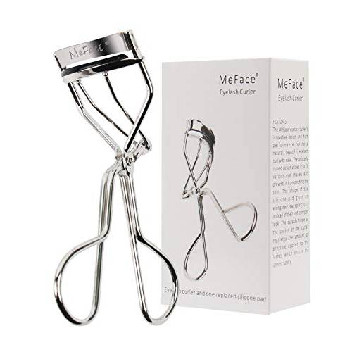 MeFace Eyelash Curler for Women with Refill Pads for Beauty, Makeup Tool Long Lasting Nature Lash Curls Fit All Eye Shapes Platinum
