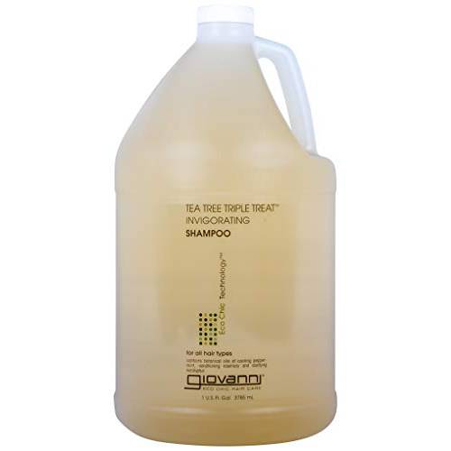 GIOVANNI Tea Tree Triple Treat Invigorating Shampoo, 128 oz. (Gallon) - Cooling Peppermint, Eucalyptus, Rosemary, Strengthens, Helps Dry Flaking Scalp, Lauryl and Laureth Sulfate Free, Paraben Free