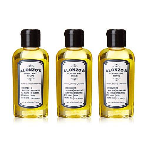 Alonzo’s Sensational Shave - Shaving Oil for Men (3-Pack, 2 Oz Bottles) All-Natural Pre-Shave & After Shave Oil for Face and Body - Moisturizes & Calms Irritated Skin from Razor Burn