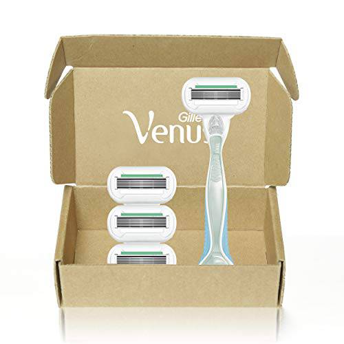 Gillette Venus Extra Smooth Sensitive Razors for Women with Sensitive Skin, 1 Venus Razor, 4 Razor Blade Refills, Protects Against Irritation, Turquoise