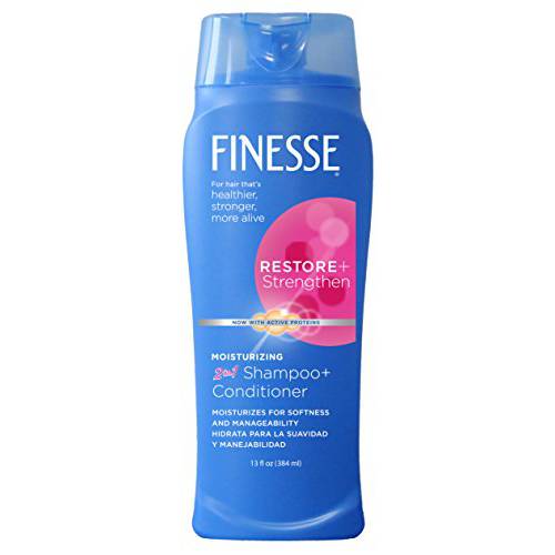 Finesse Restore + Strengthen Moisturizing 2in1 Shampoo + Conditioner, 13 oz (Pack of 6), Moisturize & Repair Dry or Damaged Hair