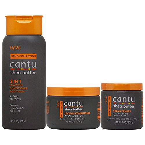 Cantu Men’s Hair Care 3-piece Set (3 in 1 /Leave-In Conditioner/Cream Pomade)