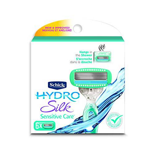 Schick Hydro Silk Sensitive Care Hang-In Shower Razor Blade Refills for Women, 6 Count