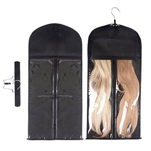 Modpion Hair Extension Hanger Double Side Anti-slip Hair Extension Holder with Portable Protection Suit Bag (Black)…