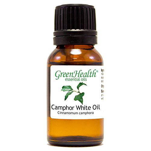 Camphor White – 1/2 fl oz (15 ml) Glass Bottle w/Euro Dropper – 100% Pure Essential Oil – GreenHealth