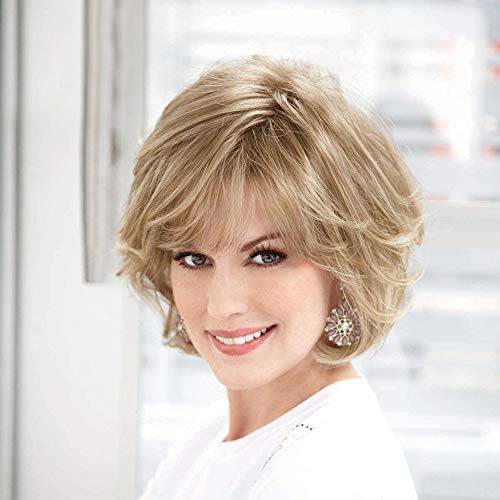 Emmor Blonde Human Hair Wigs for Women Mixed Healthy Synthetic Fiber Layered Wig With Side Part ,Natural Daily Use (Color 30/613)