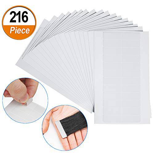 216 Pieces Hair Extension Tape Tabs, Double Sided Adhesive Extension Tapes for Replacement (4 x 0.8cm, Transparent)