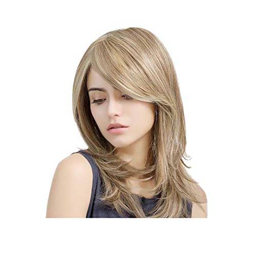 NEJLSD Wigs for Women Shoulder Length Wig Synthetic Straight Cos Wigs Heat Resistant Synthetic Hair 18 inch (Gold)