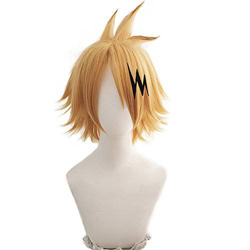 magic acgn Yellow Cosplay Wig Party For Men Short with hairpin Halloween Wig