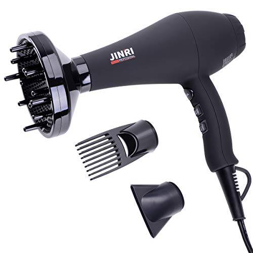 1875W Professional Salon Hair Dryer for Fast Drying, Low Noise Negative Ion Blow Dryers,Pro Styler Hairdryer with Diffuser,Concentrator,Comb (Frosted Black)
