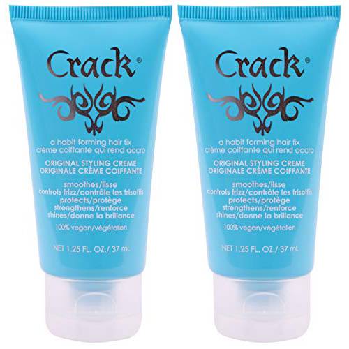 CRACK HAIR FIX Styling Creme - Multi-Tasking, Anti-Frizz, Leave-In Styling Aid With Protection from Humidity, Chlorine, Heat Treatments & Sun ( 1.25 Oz / 57 Milliliter - PACK OF TWO)
