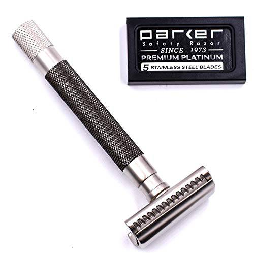 Parker’s Semi Slant Safety Razor and 5 Parker Premium Double Edge Razor Blades - Graphite