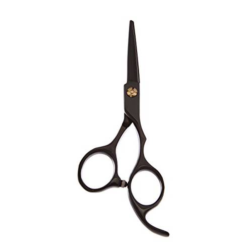 ShearsDirect Japanese 440c Stainless Steel Titanium Cutting Shear with Anatomic Thumb, Black, 5.5 Inch