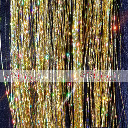 40 Hair Tinsel 100 Strands - Sparkling Gold /SPOF100/