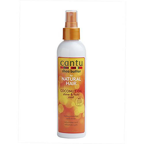 Cantu Coconut Oil Shine & Hold Mist with Shea Butter for Natural Hair, 8 fl oz (Packaging May Vary)